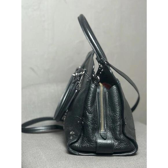 Coach Mercer 30 Bag with Bandana Rivets Black Pebbled Leather Crossbody Strap - Picture 5 of 15